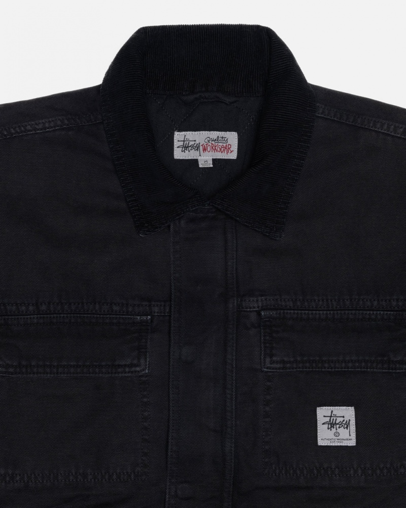 Stussy Shop Jacket Washed Canvas - Unisex Jackets Sort | DKCIF96899