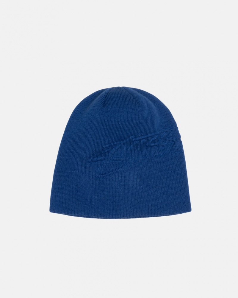 Stussy Skullcap Embossed Smooth Stock - Unisex Kongeblå | SDKVO76136