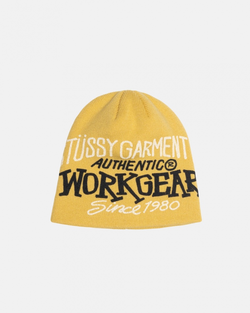 Stussy Skullcap Workgear Print - Unisex Sennep | LDKTR67681