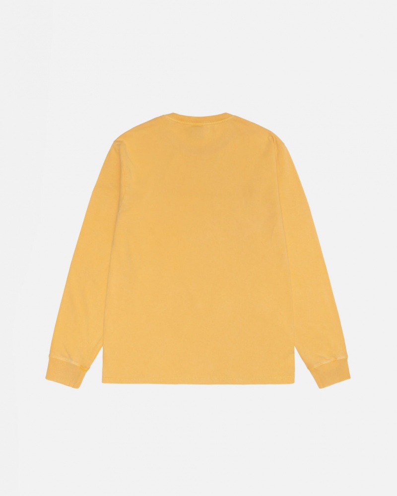 Stussy Small Stock LS Tee Pigment Dyed - Unisex Longsleeve Orange | XDKBH23290