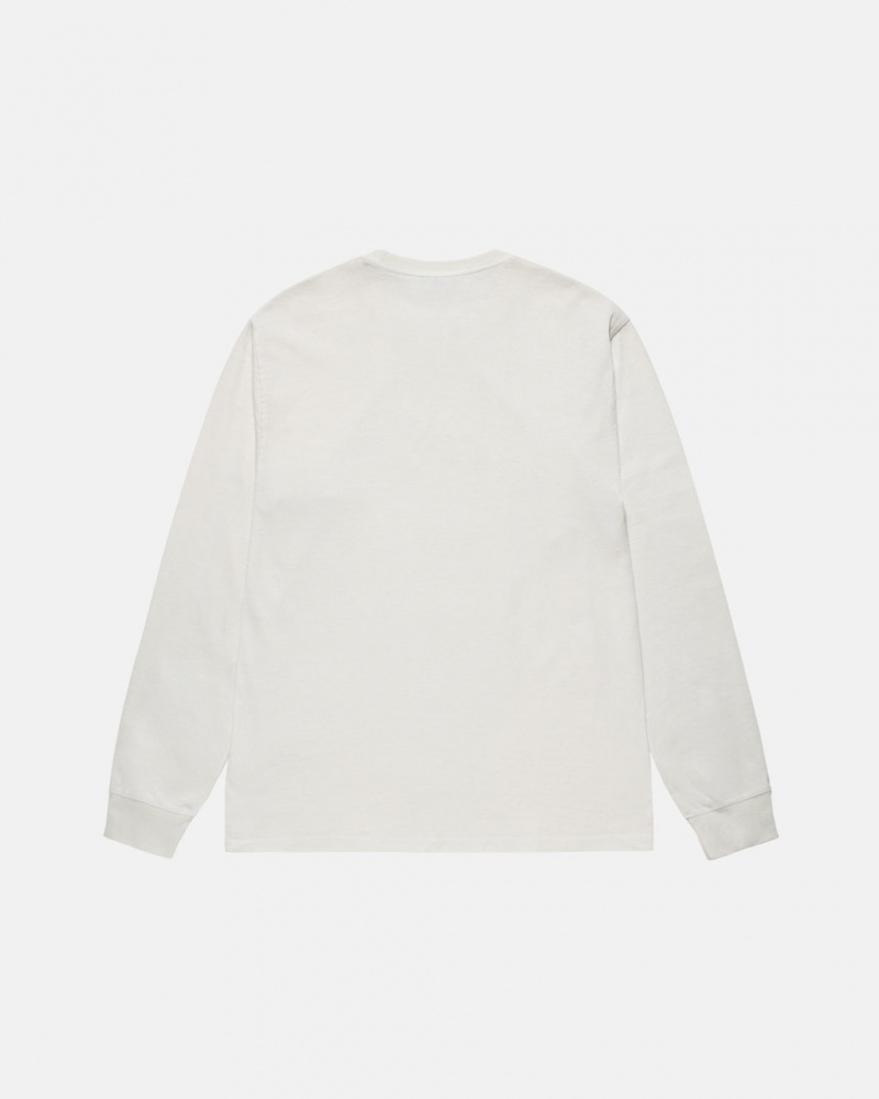 Stussy Small Stock LS Tee Pigment Dyed - Unisex Longsleeve Beige | XDKBH25166