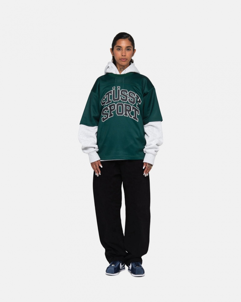 Stussy Sports Mesh Football Jersey - Unisex Sweaters Knits Grøn | ZDKNQ57017