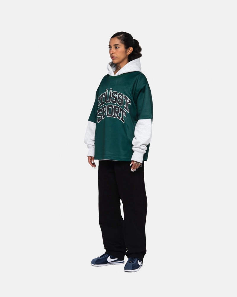 Stussy Sports Mesh Football Jersey - Unisex Sweaters Knits Grøn | ZDKNQ57017