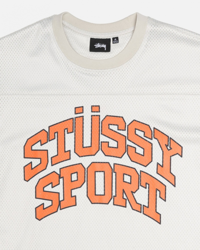 Stussy Sports Mesh Football Jersey - Unisex Sweaters Knits Beige | ZDKNQ28035