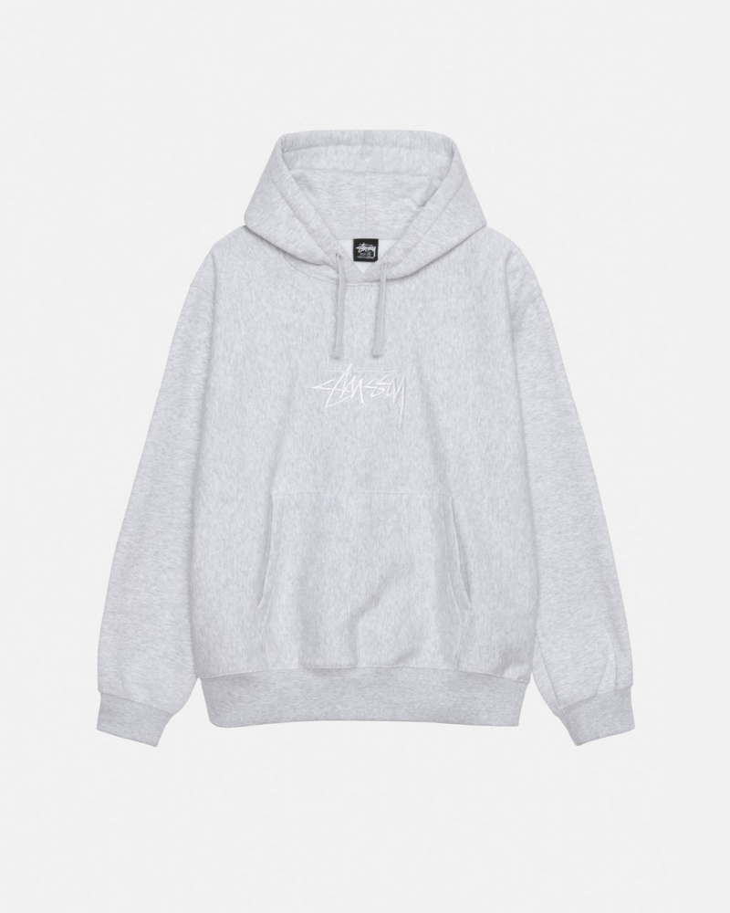 Stussy Stock Logo Applique Hoodie - Unisex Hoodies Grå Hvide | DKZPD84256