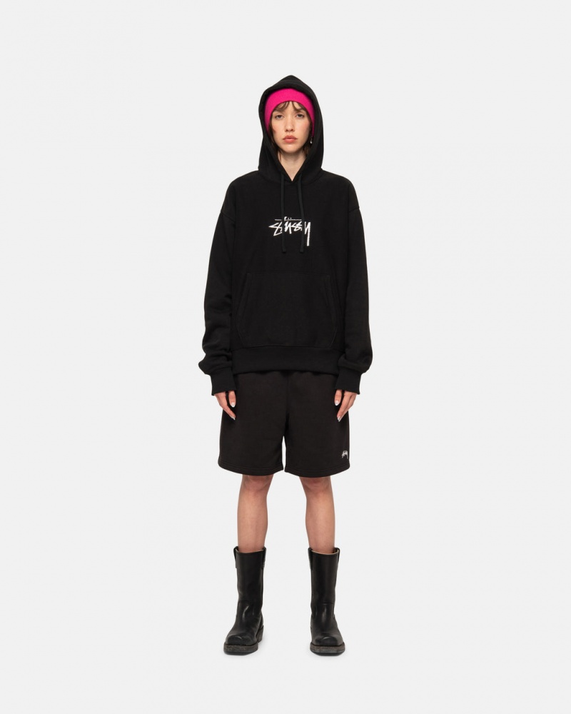 Stussy Stock Logo Applique Hoodie - Unisex Hoodies Sort | EDKHC48461