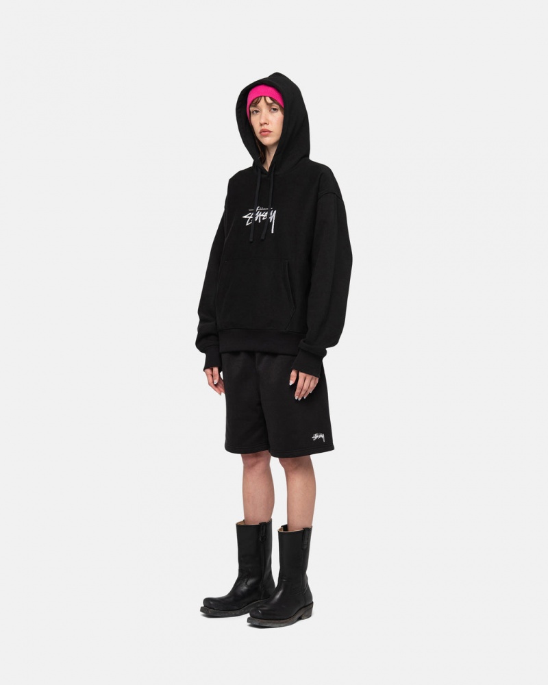 Stussy Stock Logo Applique Hoodie - Unisex Hoodies Sort | EDKHC48461