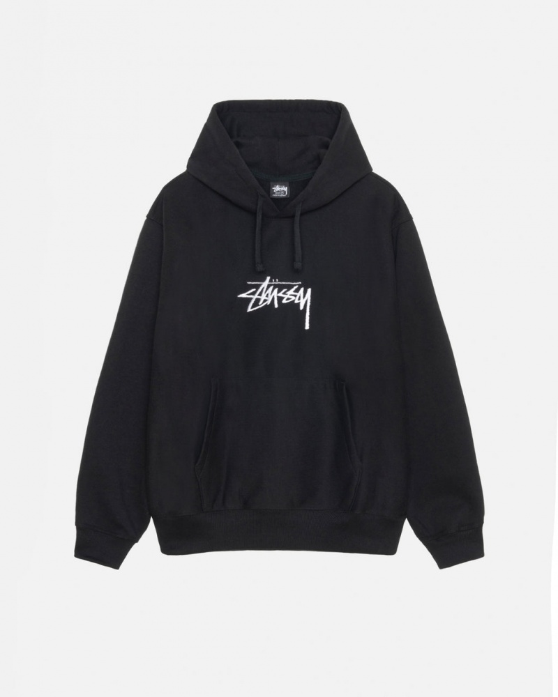 Stussy Stock Logo Applique Hoodie - Unisex Hoodies Sort | EDKHC48461