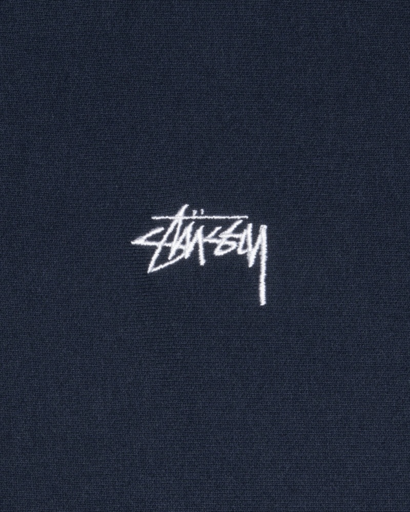 Stussy Stock Logo Crew - Unisex Hoodies Mørkeblå | XDKBH35180