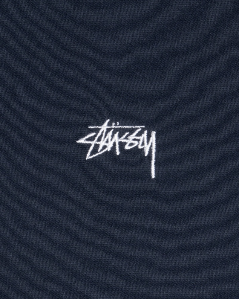 Stussy Stock Logo Hoodie - Unisex Hoodies Mørkeblå | YDKGT61280