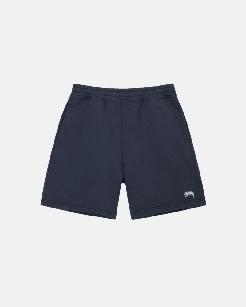 Stussy Stock Logo Sweatshort - Unisex Shorts Trunks Mørkeblå | DKEGJ33968