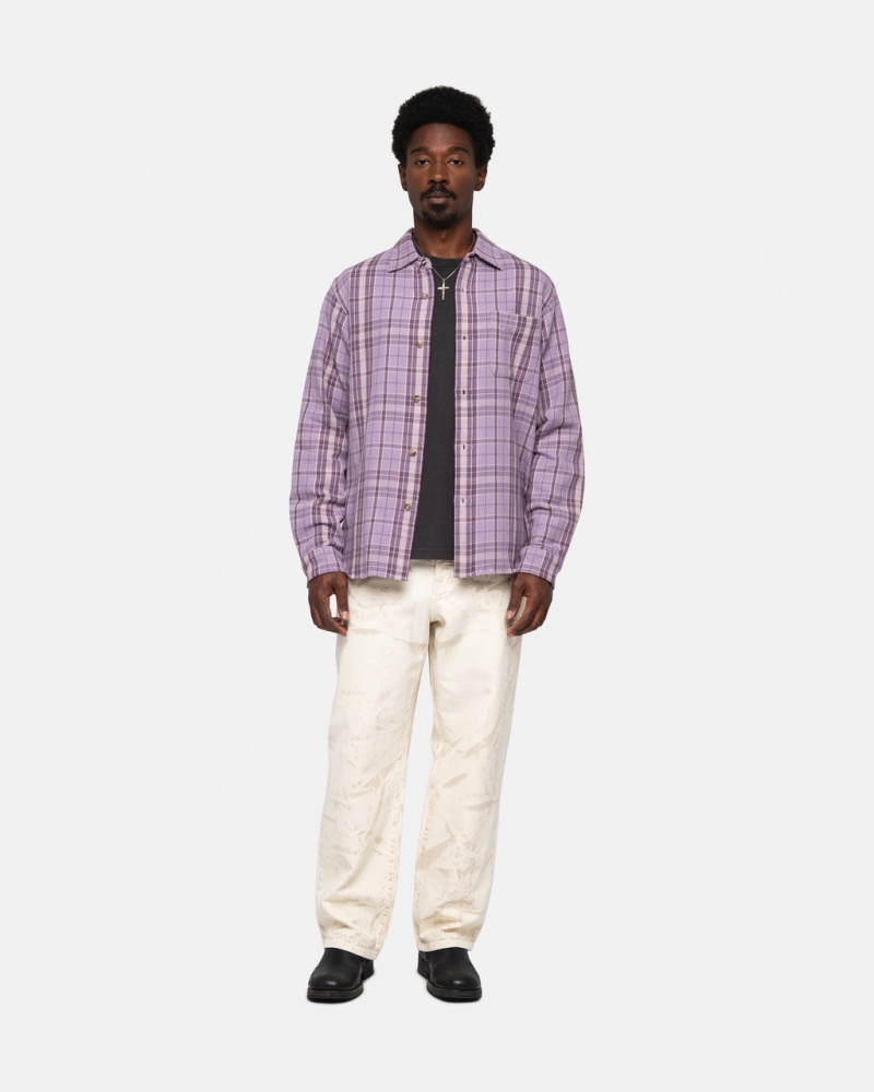 Stussy Stones Plaid Shirt - Unisex Tops Lavendel | SDKNY36784