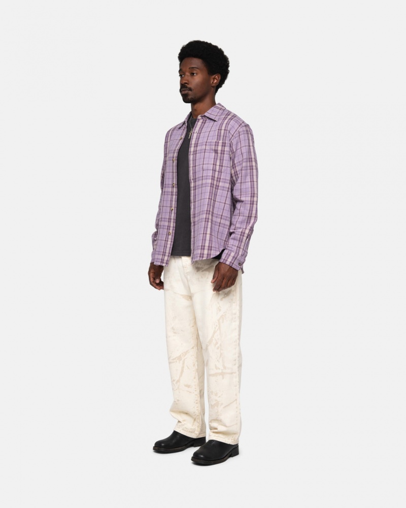 Stussy Stones Plaid Shirt - Unisex Tops Lavendel | SDKNY36784