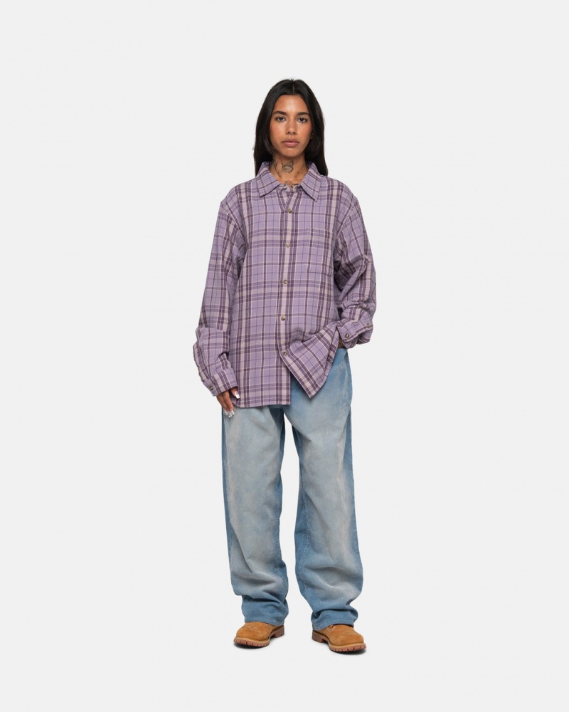 Stussy Stones Plaid Shirt - Unisex Tops Lavendel | SDKNY36784