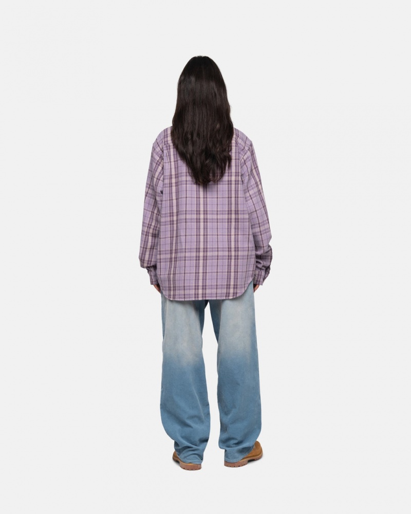 Stussy Stones Plaid Shirt - Unisex Tops Lavendel | SDKNY36784