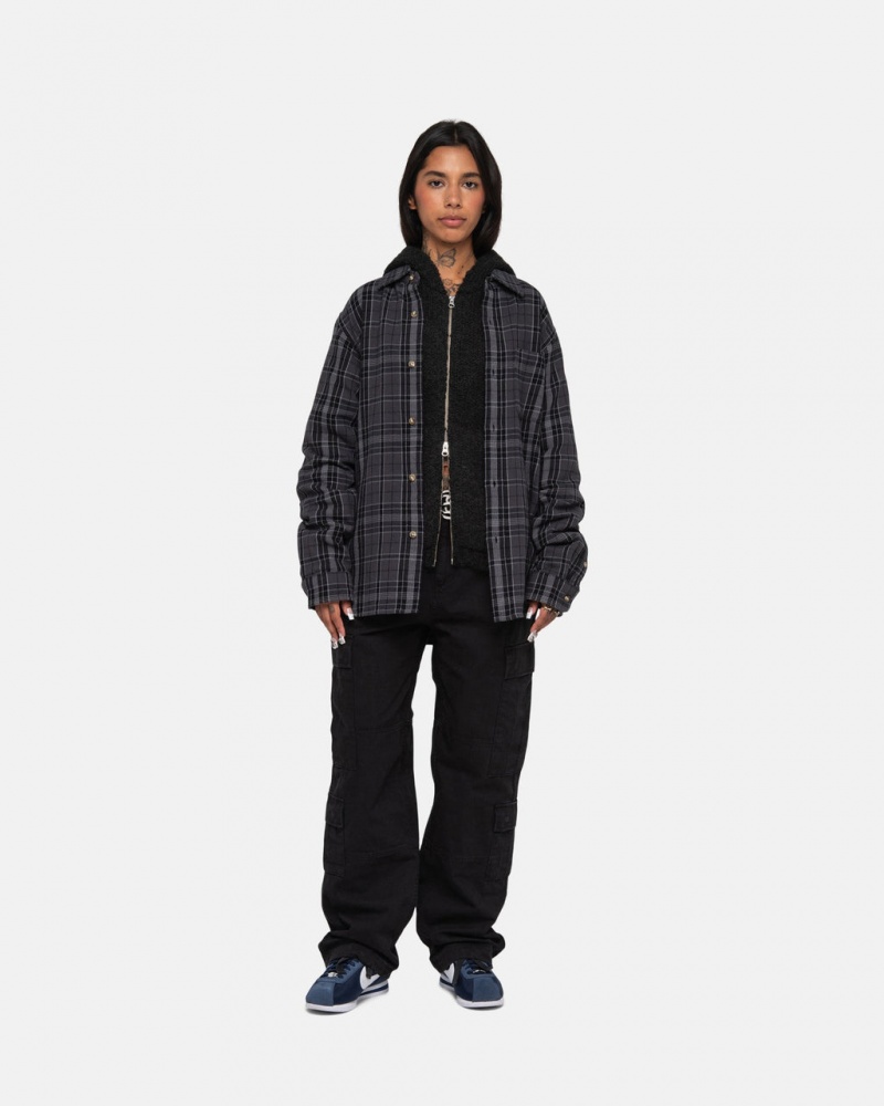 Stussy Stones Plaid Shirt - Unisex Tops Sort | DKCVG73006