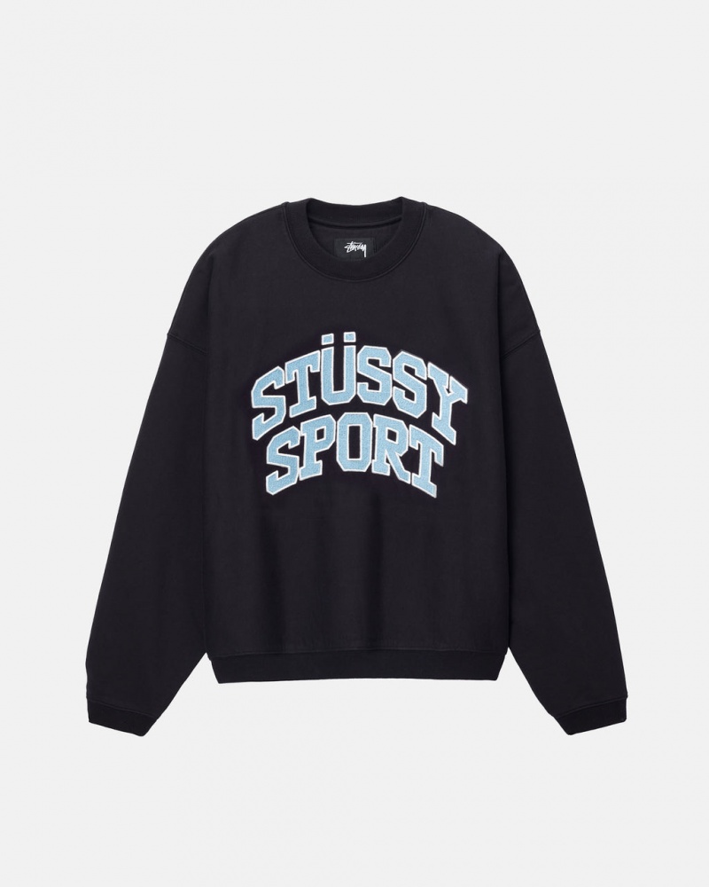 Stussy Stüssy Sports Relaxed Oversized Crew - Unisex Hoodies Sort | PDKER82590