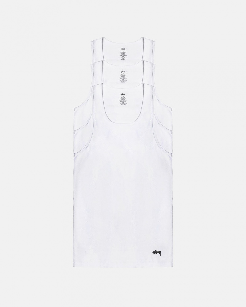 Stussy Stussy Tank Undershirt - Unisex Sweaters Knits Hvide | XDKBH32765