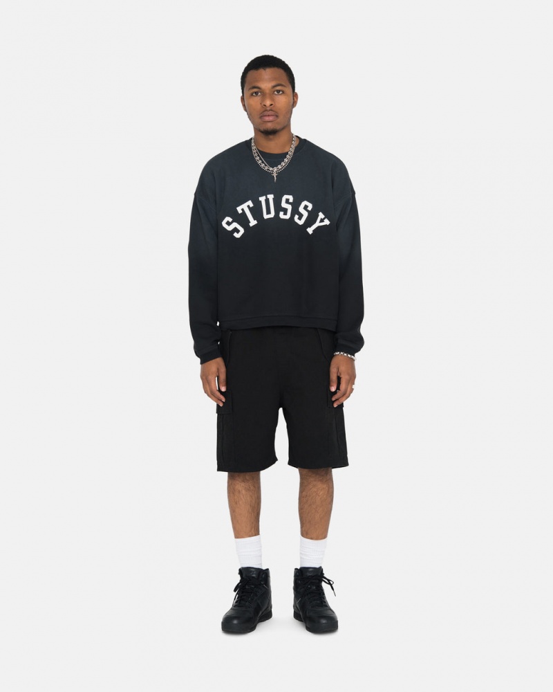 Stussy Sun Faded Oversized Crew - Unisex Hoodies Sort | DKQCS10400