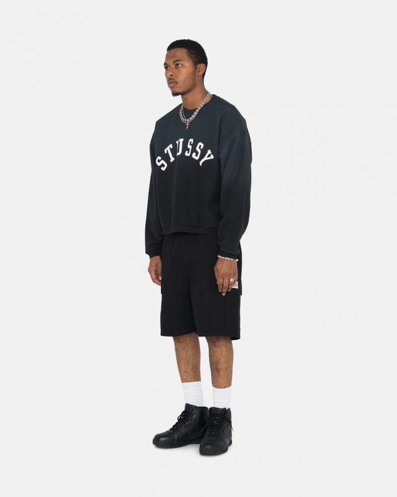 Stussy Sun Faded Oversized Crew - Unisex Hoodies Sort | DKQCS10400