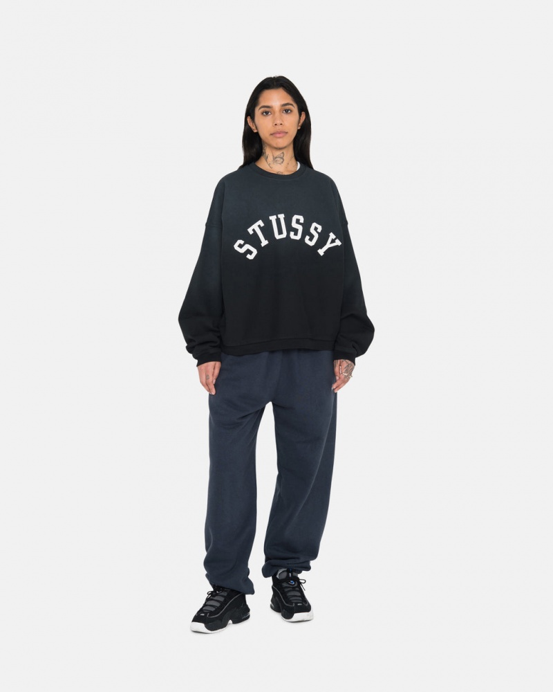 Stussy Sun Faded Oversized Crew - Unisex Hoodies Sort | DKQCS10400