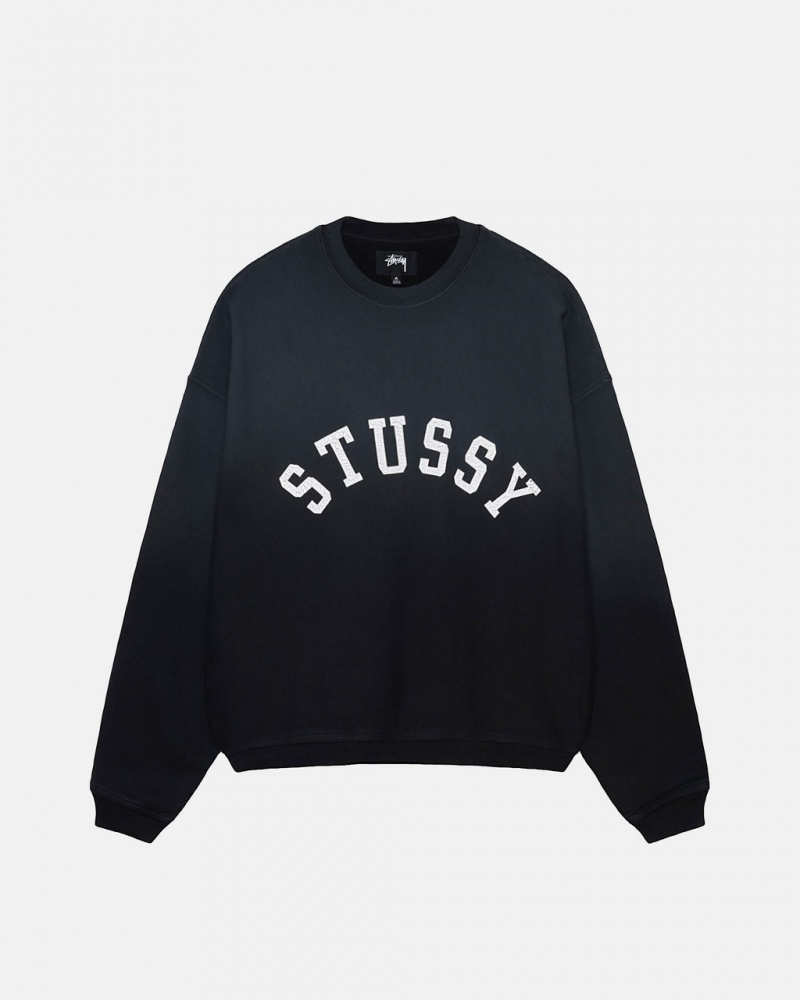 Stussy Sun Faded Oversized Crew - Unisex Hoodies Sort | DKQCS10400