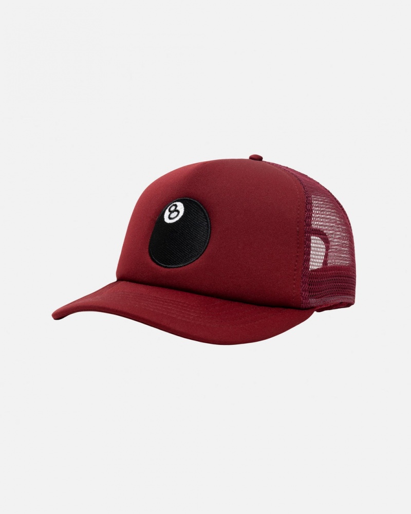 Stussy Trucker 8 Ball Snapback - Unisex Rød | DDKKV12164