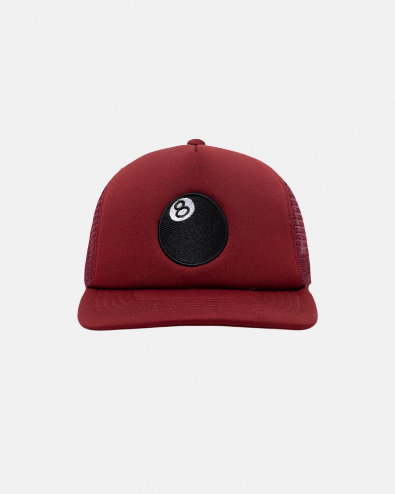 Stussy Trucker 8 Ball Snapback - Unisex Rød | DDKKV12164