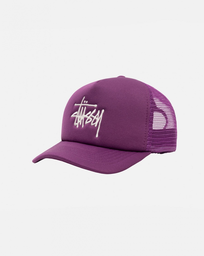 Stussy Trucker Big Basic Snapback - Unisex Lilla | DKDFL44891