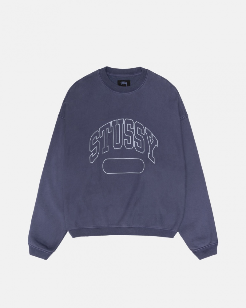 Stussy Varsity Oversized Crew - Unisex Hoodies Blå | UDKND80929