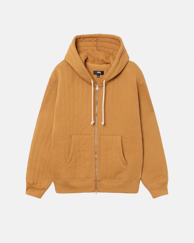 Stussy Vertical Quiltet Zip Hoodie - Unisex Hoodies Brune | DKDFL49223