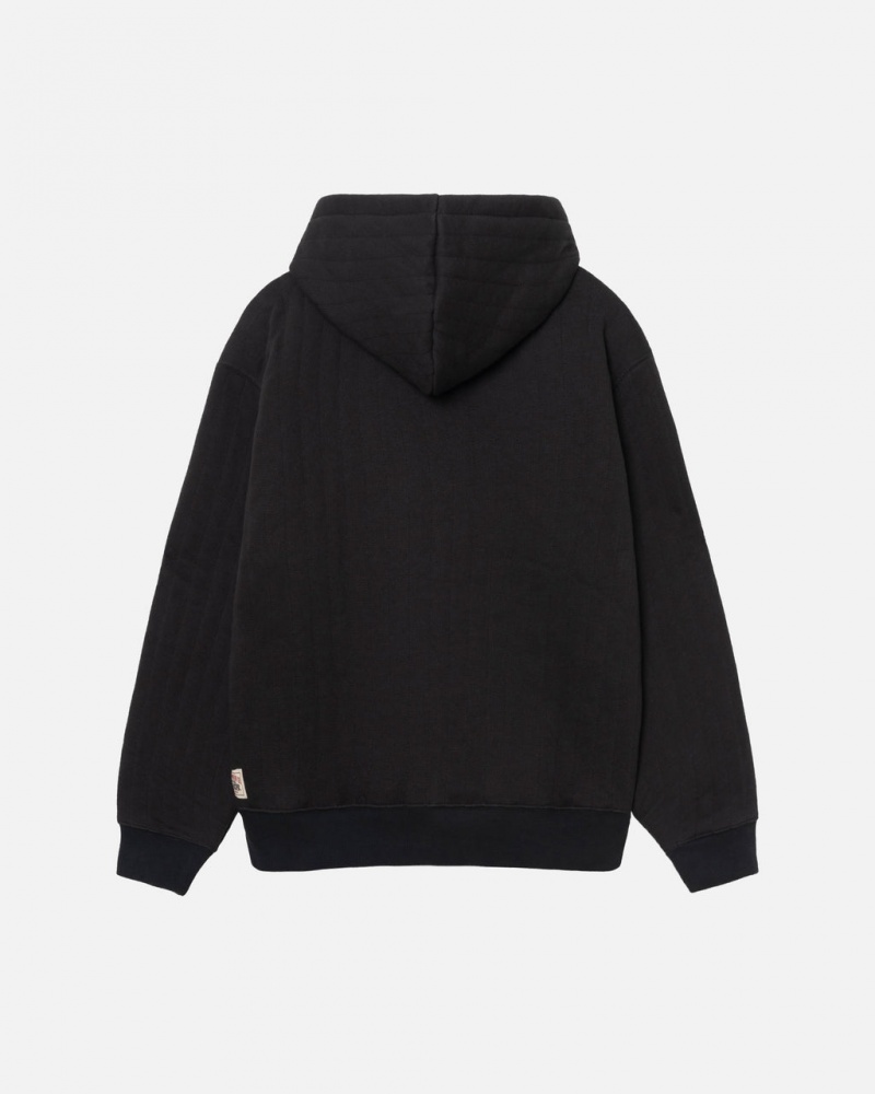 Stussy Vertical Quiltet Zip Hoodie - Unisex Hoodies Sort | DKDYB38395