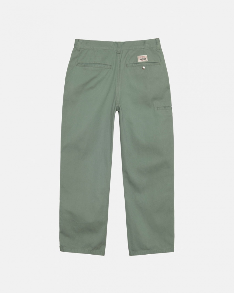 Stussy Workgear Trouser Twill - Unisex Pants Grøn | DKZDE14309