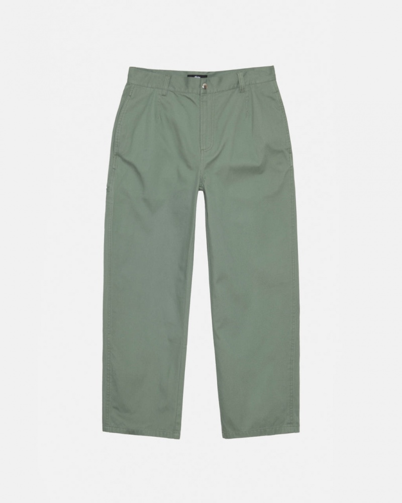 Stussy Workgear Trouser Twill - Unisex Pants Grøn | DKZDE14309