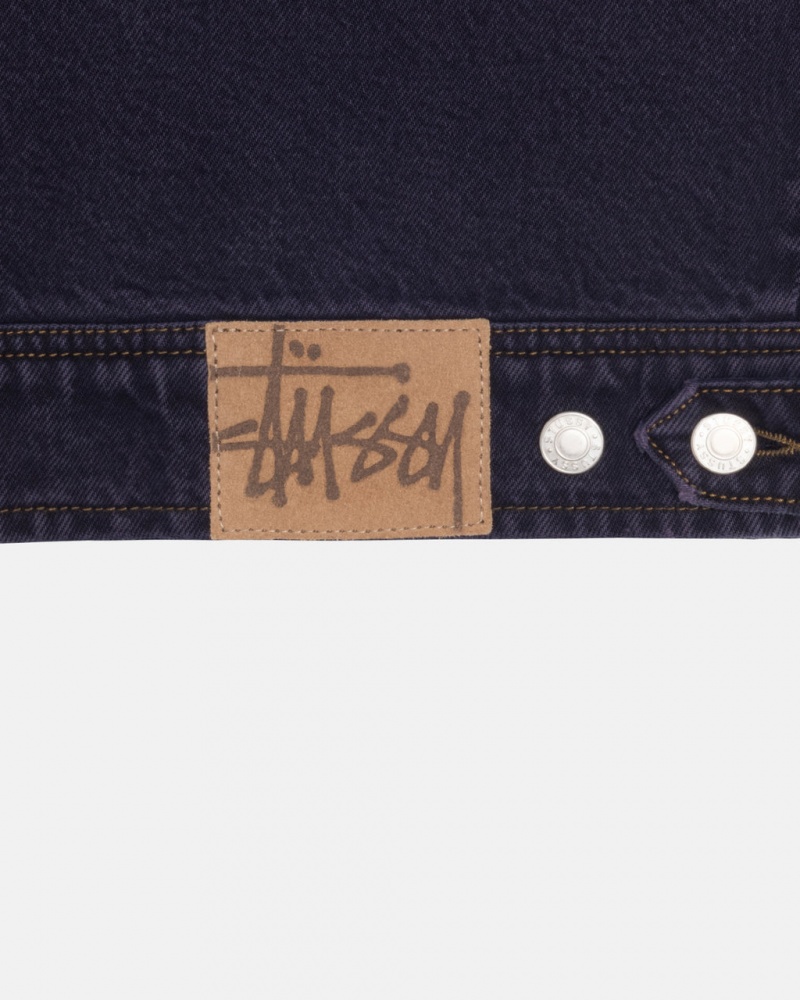 Stussy Zip Arbejds Jacket Denim - Unisex Jackets Sort | DKICD79947