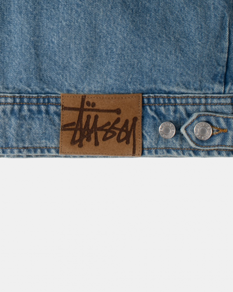 Stussy Zip Arbejds Jacket Denim - Unisex Jackets Blå | DKNEJ22103